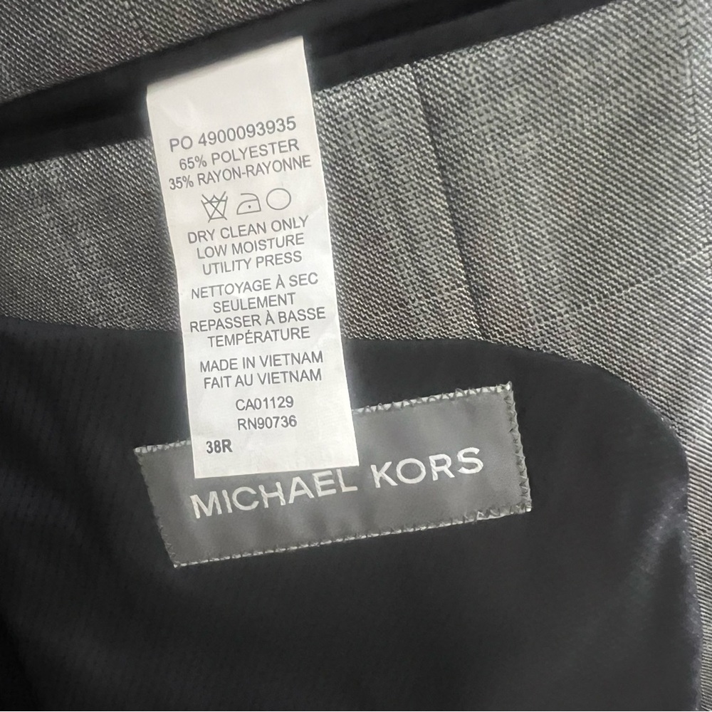 $30 SALE Michael Kors Mens Gray Windowpane Designer Blazer Sz 38 Regular Fit - Picture 3 of 13